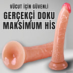 Güçlü Vantuzlu Damarlı Testissiz Realistik Dildo Anal Vajina Kullanım Gerçekçi Yapay Penis 21x3.5 CM