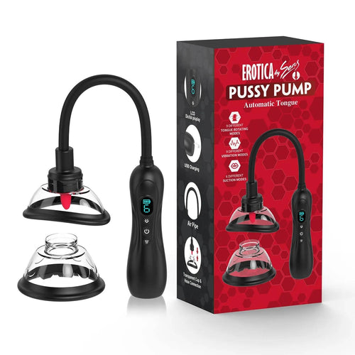 Automatic Tongue - 9 Emiş Modlu 9 Titreşim ve Rotasyon Dil Hareketli Profesyonel Otomatik Göğüs ve Vajina Vakum Pompası