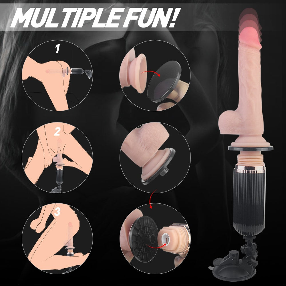 Gatling Plus - Şarjlı Vantuzlu Gerçekçi Et Dokusunda Yapay Penis Vibratör İleri Geri Hareketli Realistik Dildo