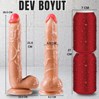 Güçlü Vantuzlu Damarlı Kalın Realistik Dildo Büyük Boy Gerçekçi Yapay Penis 27x4.5 CM