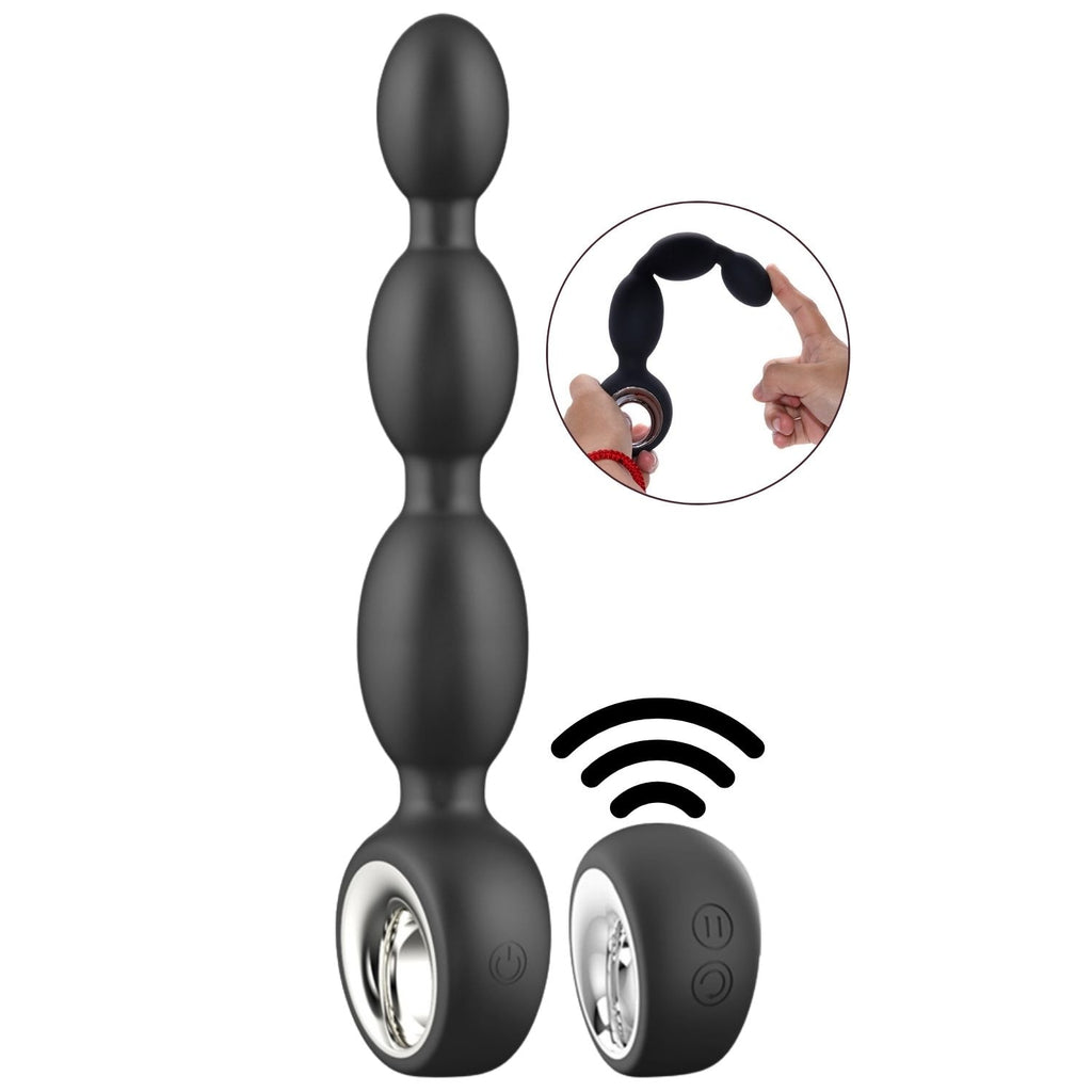 Milly - Şarjlı Uzaktan Kumandalı Tutma Aparatlı Boncuk Prostat Uyarıcı Vibratör Silikon Titreşimli Anal Beads Plug