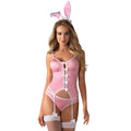 Sens Fantezi İç Giyim Bunny Suit Pink Ponponlu Jartiyer Set Seksi Tavşan Kostümü - 8360