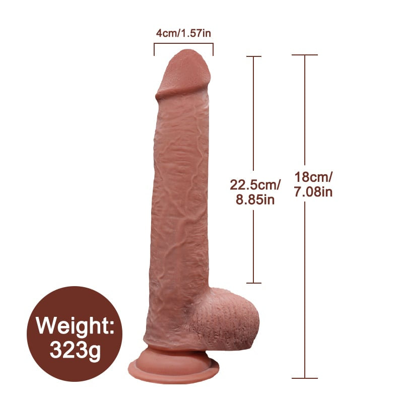Hareketli Kayar Deri Çift Katmanlı Realistik Dildo Ultra Yumuşak Gerçekçi Yapay Penis 23x4 CM