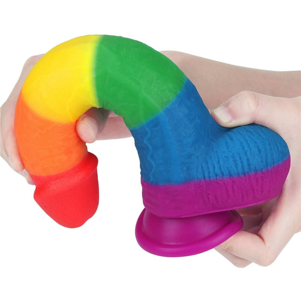 Onur Bayrağı Renkli Ultra Yumuşak Doku Silikon Gerçekçi Yapay Penis Realistik Dildo 22.5x4 CM