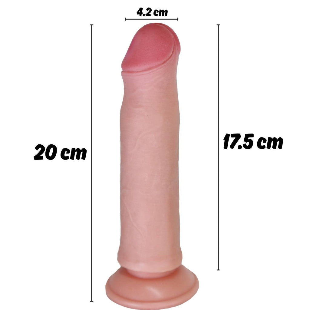 Leo - Hareketli Kayar Deri Çift Katmanlı Realistik Vibratör Dildo Ultra Yumuşak Testissiz Gerçekçi Titreşimli Yapay Penis