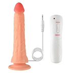 Wesley - Kumandalı Vantuzlu Eğik Yapı Güçlü Titreşimli Gerçekçi Yapay Penis Realistik Dokuda Dildo 22 CM