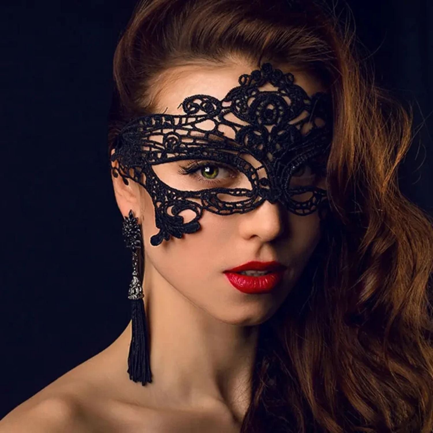 Sens Fantezi Aksesuar Seksi Dantel Gözü Açık Erotik Cosplay Maske - 0349-2