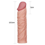 Gerçekçi Doku Penis Büyütücü ve Kalınlaştırıcı 5 CM Uzatmalı Realistik Penis Kılıfı 19 CM