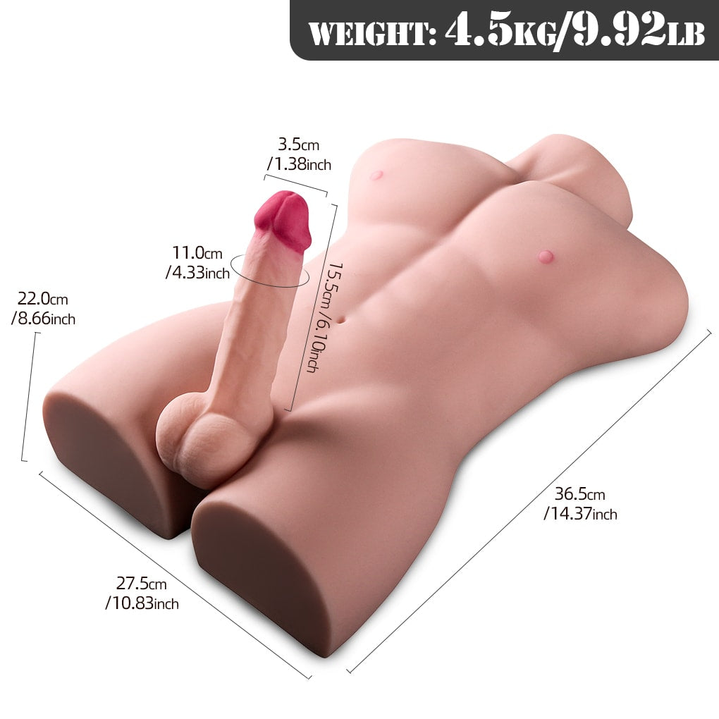 Grayson - Anal Girişli 16 CM Titreşimli Yapay Penis Erkek Realistik Manken Yarım Vücut Dildo