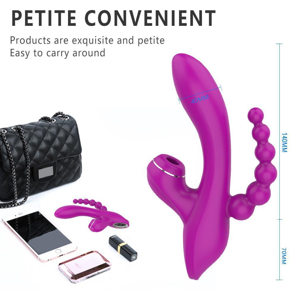 Abel - Şarjlı Triple Anal Beads G Spot ve Klitoris Uyarıcı Güçlü 3 in 1 Emiş Vibratör