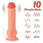 Ricky - Kumandalı Vantuzlu Güçlü Titreşimli Gerçekçi Yapay Penis Realistik Dokuda Dildo 20 CM