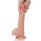 Çift Katmanlı Yumuşak Doku Eğik Realistik Dildo Silikon Kavisli Gerçekçi Yapay Penis 22x3.8 CM