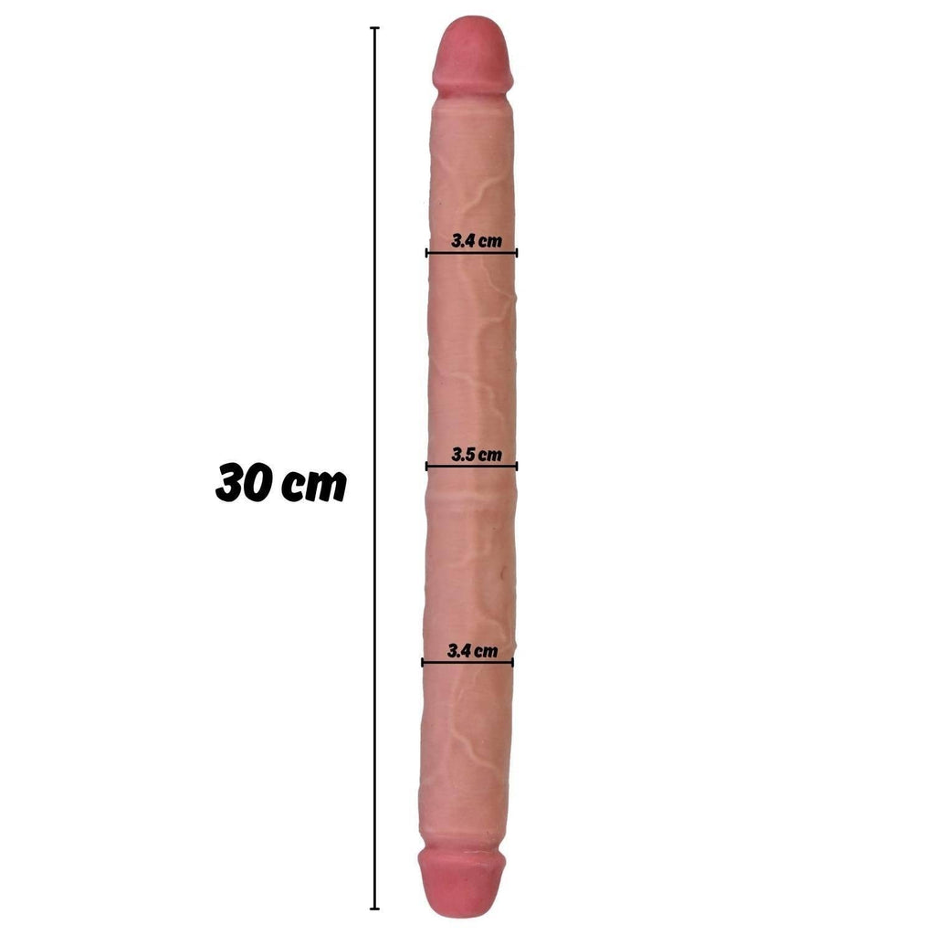 Victor - Sliding Skin Ultra Soft Realistic Double Ended Dildo Hareketli Kayar Deri Çift Katmanlı Çift Taraflı Gerçekçi Yapay Penis 30 CM