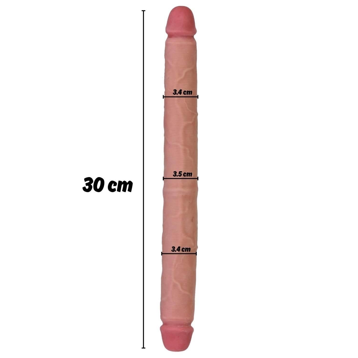 Victor - Sliding Skin Ultra Soft Realistic Double Ended Dildo Hareketli Kayar Deri Çift Katmanlı Çift Taraflı Gerçekçi Yapay Penis 30 CM