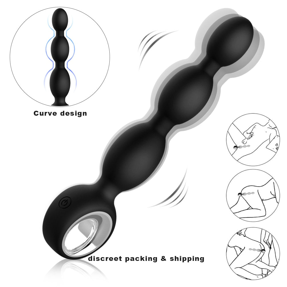 Milly - Şarjlı Uzaktan Kumandalı Tutma Aparatlı Boncuk Prostat Uyarıcı Vibratör Silikon Titreşimli Anal Beads Plug