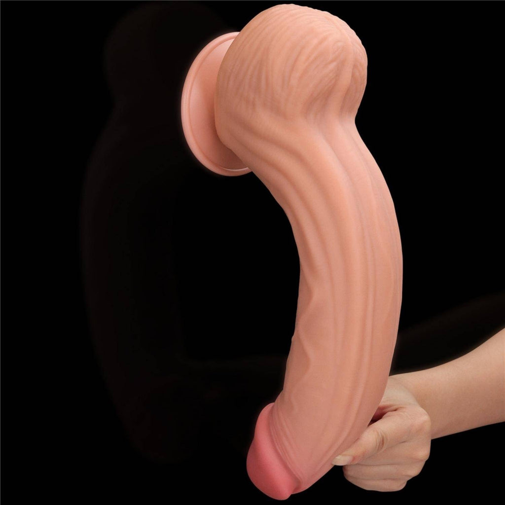 Hunter - Mega Boy Hareketli Kayar Deri Çift Katmanlı Realistik Vibratör Dildo Ultra Yumuşak Gerçekçi Titreşimli Yapay Penis
