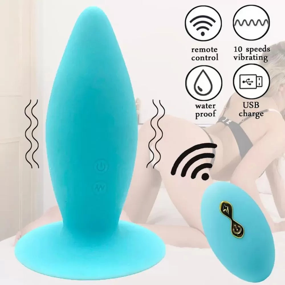 Molove - Şarjlı Kablosuz Kumandalı Sabitleme İçin Vantuzlu Kademeli Boyut Güçlü Titreşimli Silikon Anal Plug