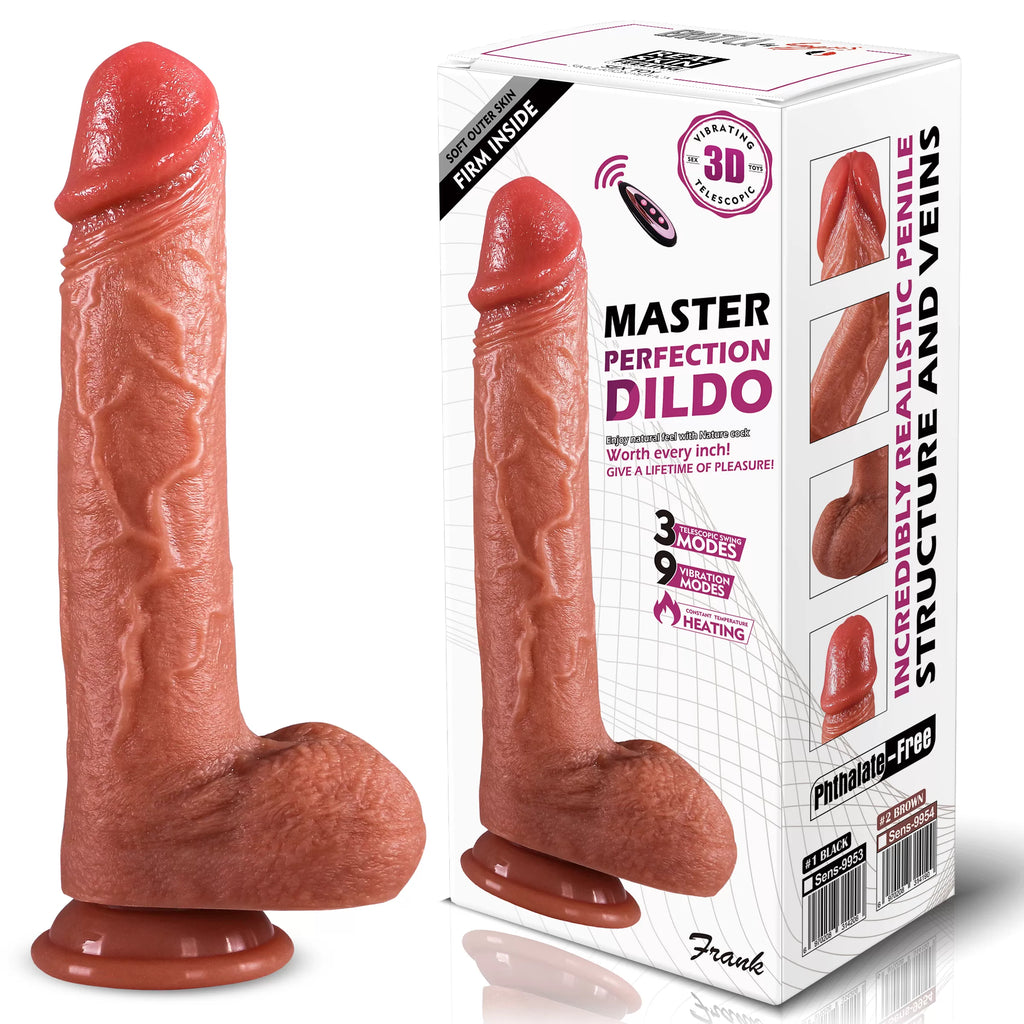 Frank - Şarjlı Uzaktan Kumandalı Isıtmalı İleri Geri Hareketli ve Rotasyonlu Realistik Dildo Gerçekçi Yapay Penis 25 CM