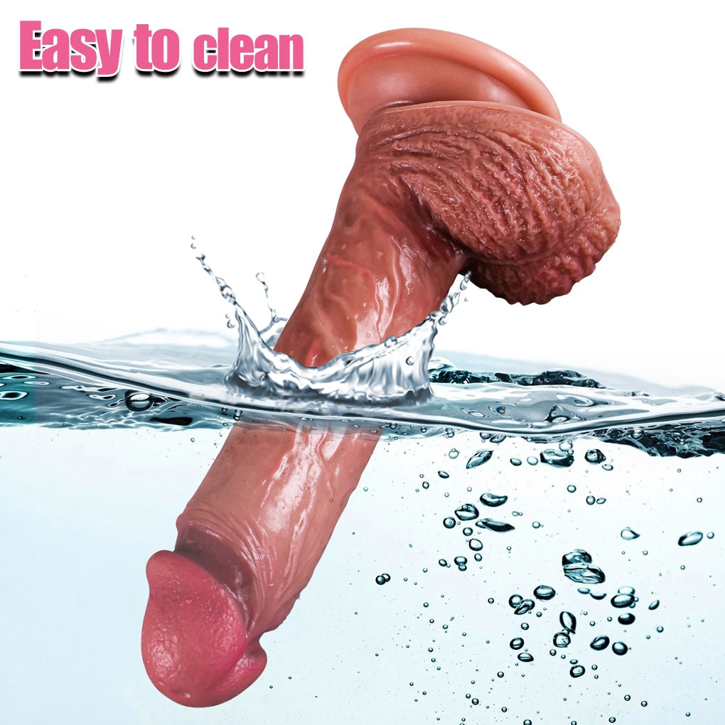 Adam - Ultra Yumuşak Doku Çift Katmanlı Mavi Damarlı Realistik Dildo Gerçekçi Yapay Penis 22x4.5 CM