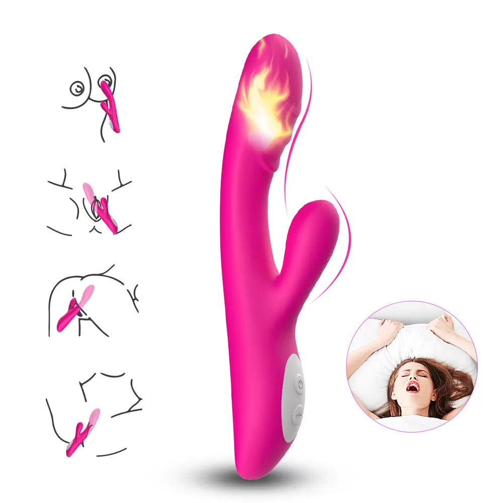 Spark - Şarjlı Isıtmalı Aynı Anda Klitoris ve G Spot Uyarıcı Güçlü Titreşimli 2 in 1 Rabbit Vibratör