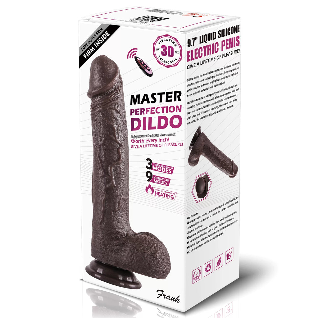 Frank - Şarjlı Uzaktan Kumandalı Isıtmalı İleri Geri Hareketli ve Rotasyonlu Realistik Dildo Gerçekçi Yapay Penis 25 CM