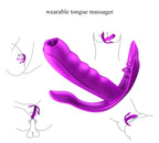 Cute M5 - Şarjlı Kumandalı Akıllı Isıtmalı G-Spot ve Klitoris Uyarıcı Dil Hareketli Giyilebilir 3 in 1 Anal Vibratör