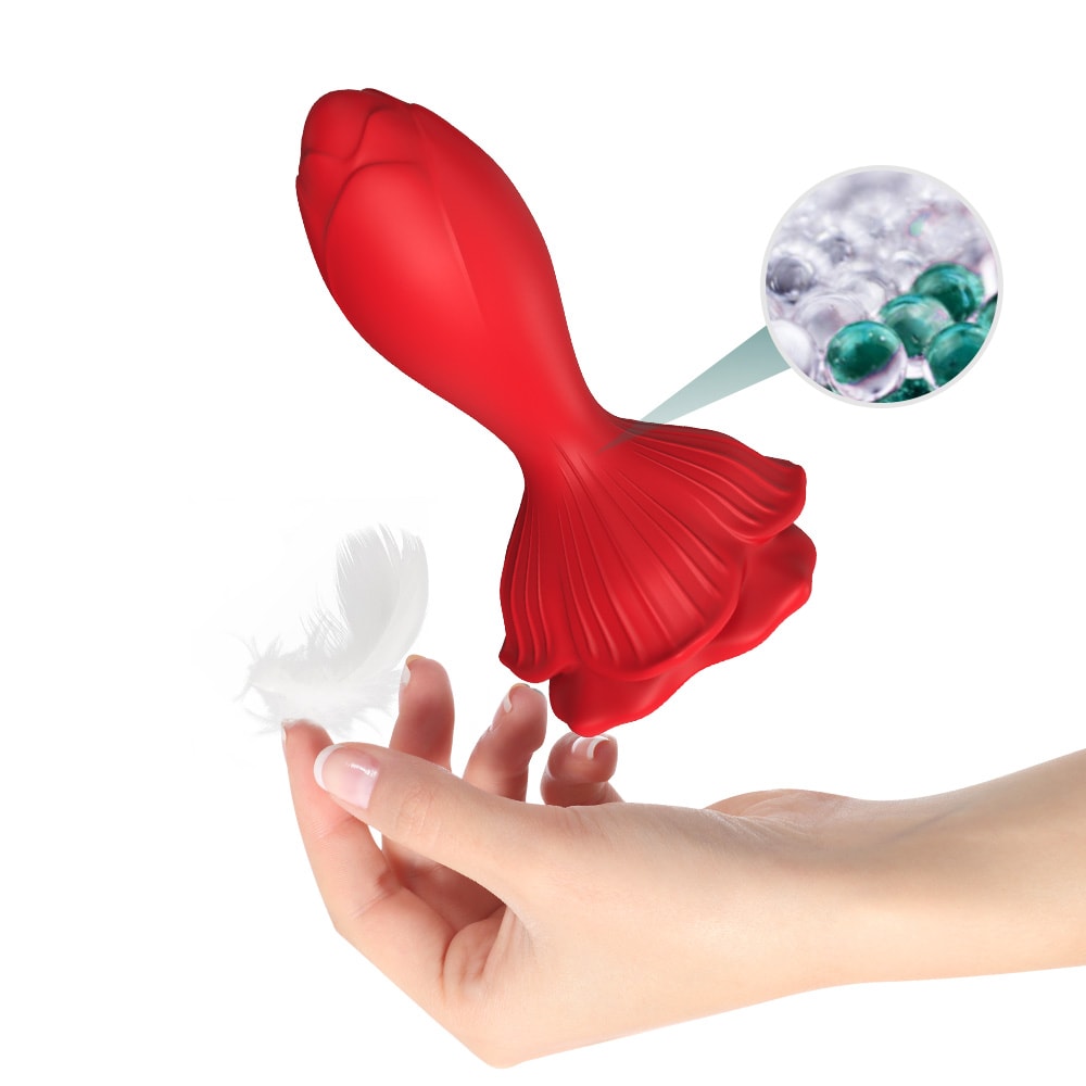 Rose Butt Plug - Manyetik Şarjlı Uzaktan Kumandalı Kademeli Boyut Gül Şeklinde Güçlü Titreşimli Silikon Anal Plug