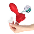 Rose Butt Plug - Manyetik Şarjlı Uzaktan Kumandalı Kademeli Boyut Gül Şeklinde Güçlü Titreşimli Silikon Anal Plug