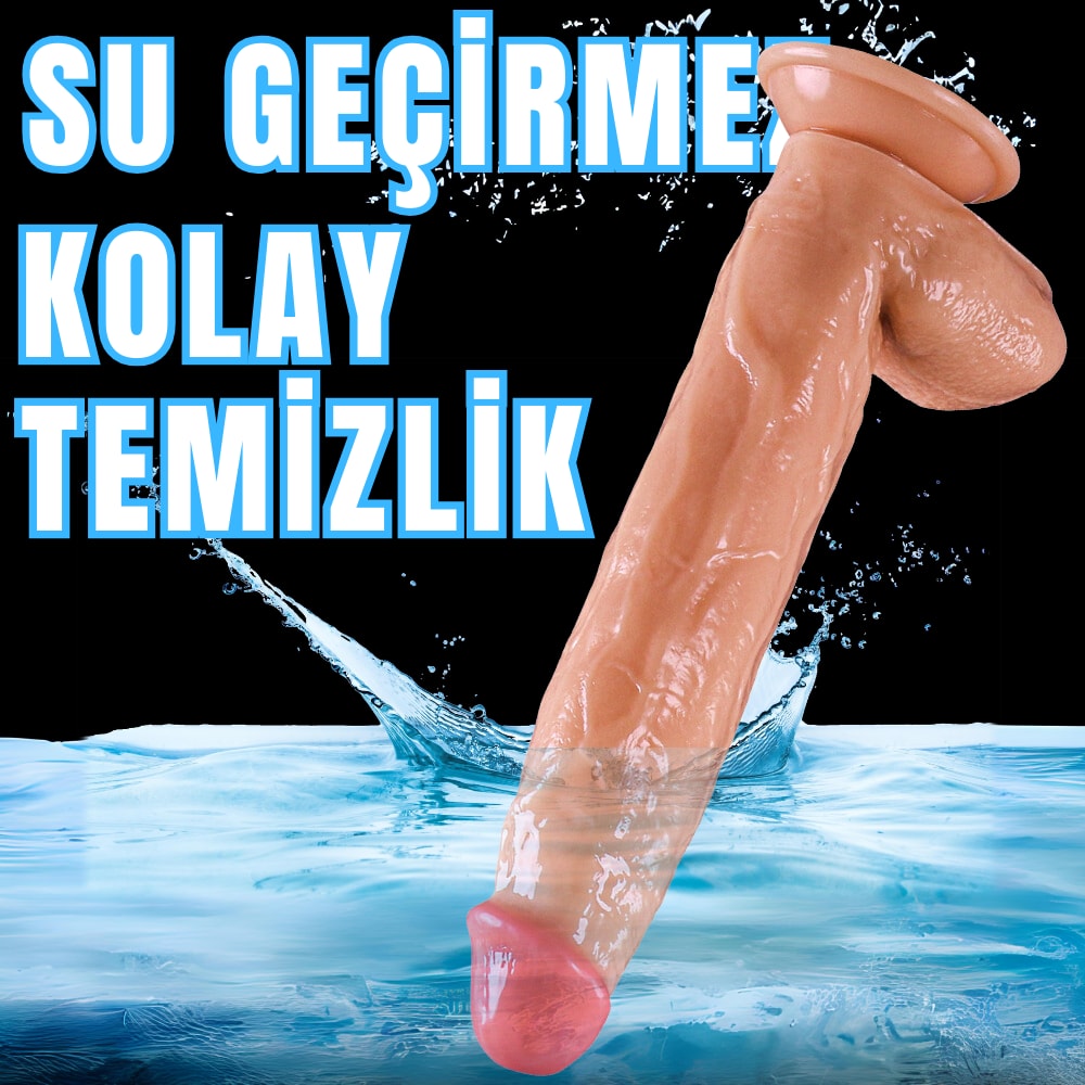 Güçlü Vantuzlu Damarlı Kalın Realistik Dildo Büyük Boy Gerçekçi Yapay Penis 30x5.5 CM