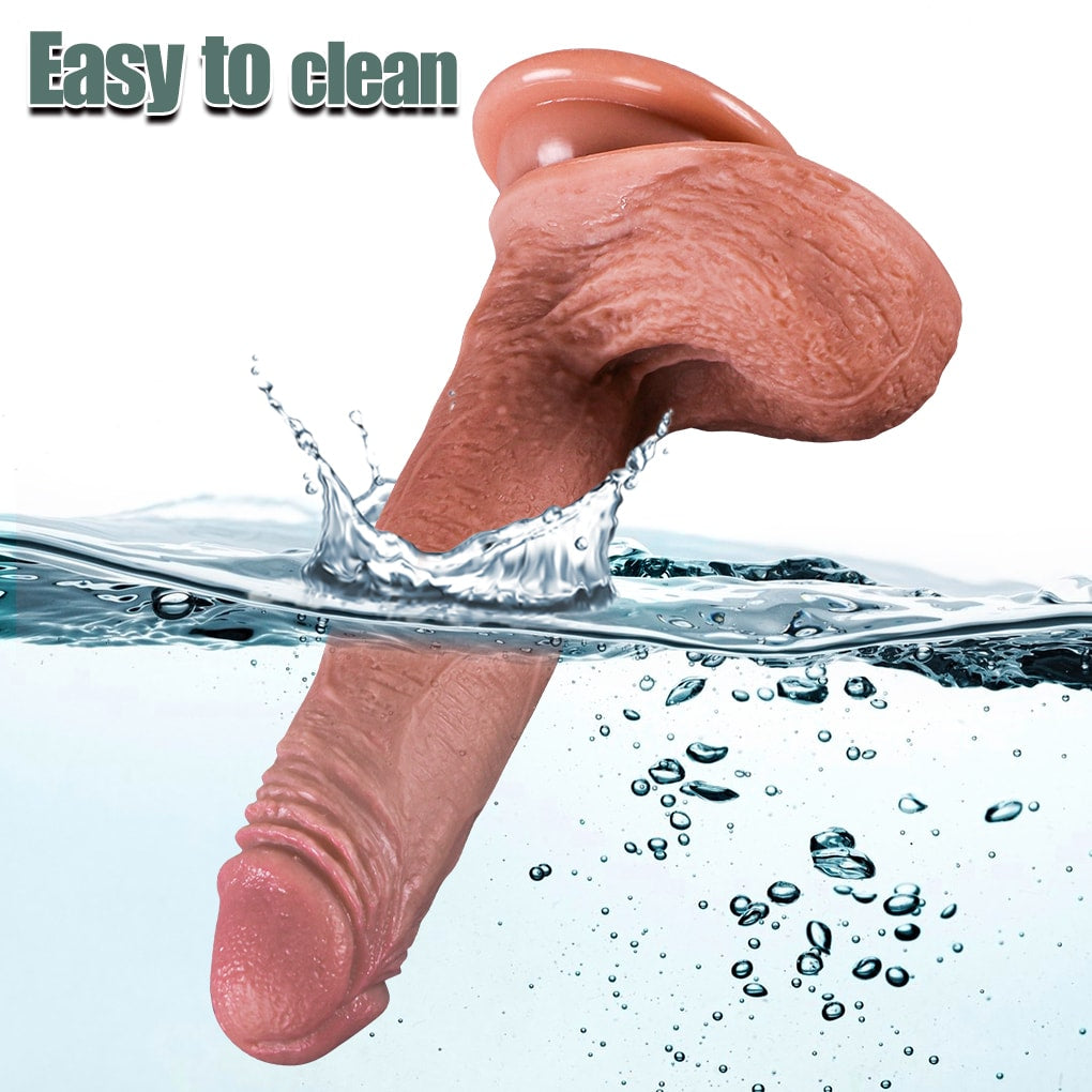 Brice - Ultra Yumuşak Doku Çift Katmanlı Mavi Damarlı Realistik Dildo Gerçekçi Yapay Penis 19x3.5 CM