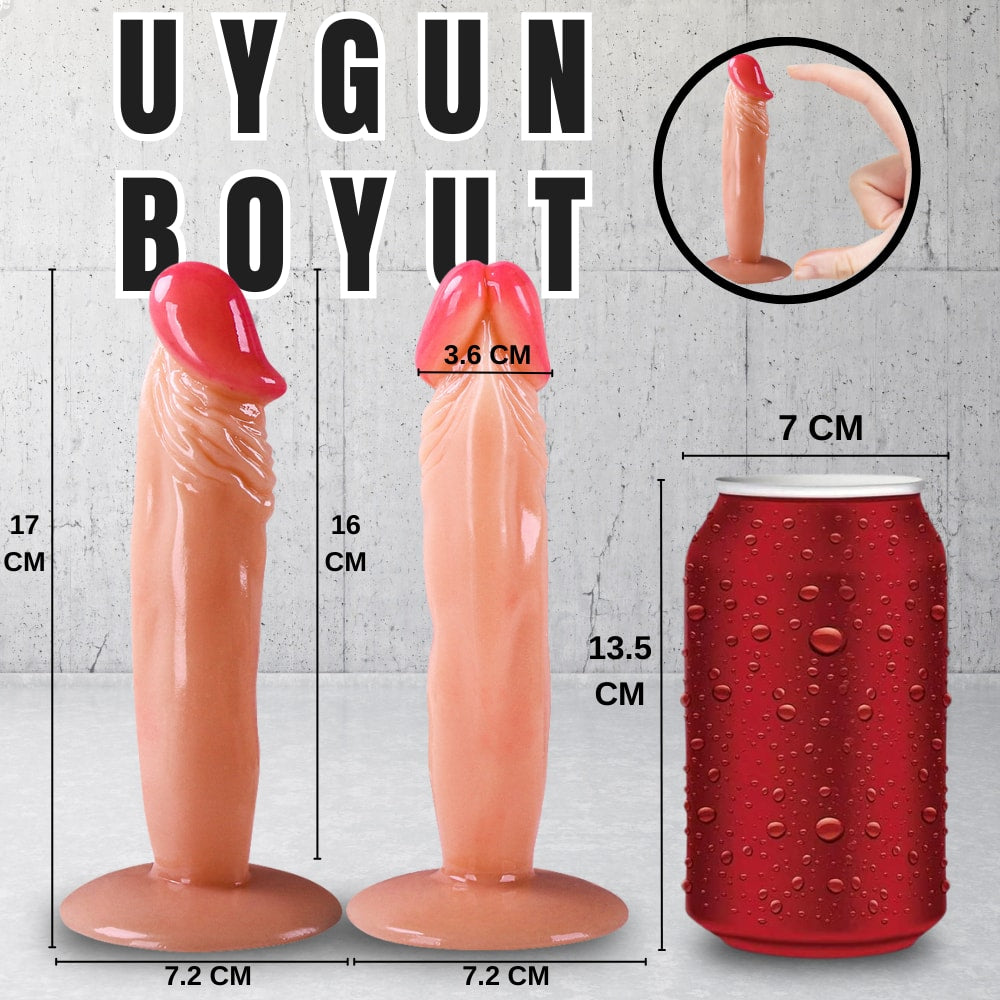 Güçlü Vantuzlu Testissiz Realistik Dildo Anal Vajina Kullanım Gerçekçi Yapay Penis 17x3.6 CM