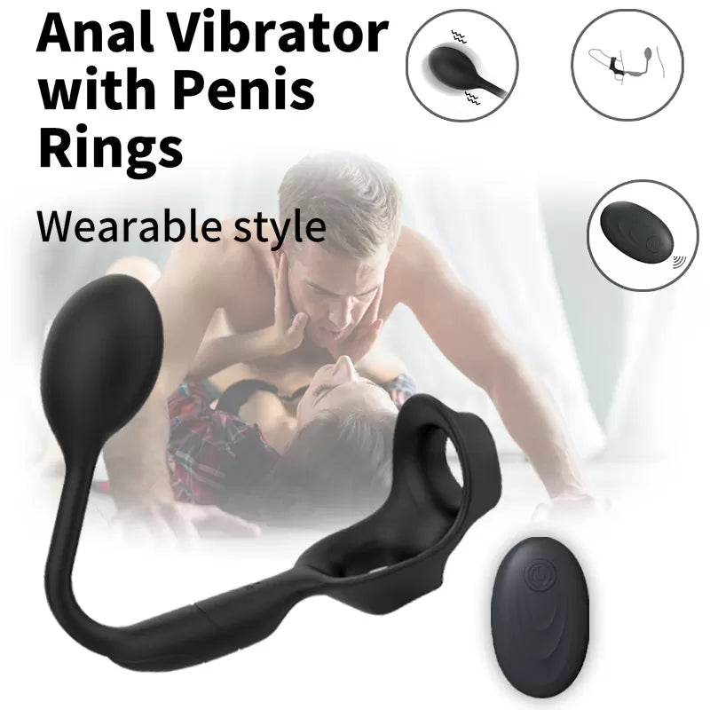 Fatnes - Şarjlı Kablosuz Kumandalı Testis ve Penis Halkalı Aynı Anda Perine ve Prostat Uyarıcı Vibratör