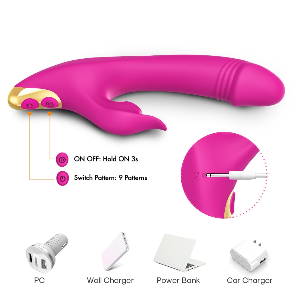 Amant - Şarjlı Aynı Anda G Spot Uyarıcı ve Klitoris Emiş Güçlü Esnek 2 in 1 Rabbit Vibratör