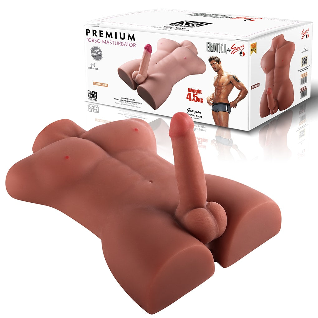 Grayson - Anal Girişli 16 CM Yapay Penis Erkek Zenci Realistik Manken Yarım Vücut Dildo
