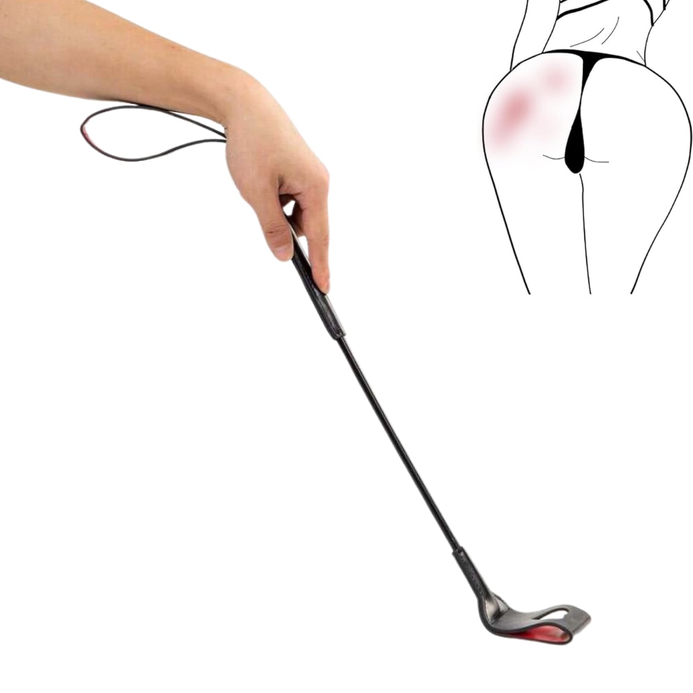 Fetish Beginner Esnek Saplı Tutma Aparatlı 64 CM Kalp Desenli BDSM At Kırbacı Fantezi Deri Kamçı