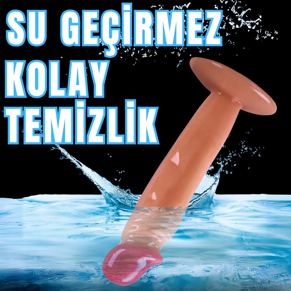 Güçlü Vantuzlu Testissiz Realistik Dildo Anal Vajina Kullanım Gerçekçi Yapay Penis 17x3.6 CM