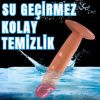 Güçlü Vantuzlu Testissiz Realistik Dildo Anal Vajina Kullanım Gerçekçi Yapay Penis 17x3.6 CM