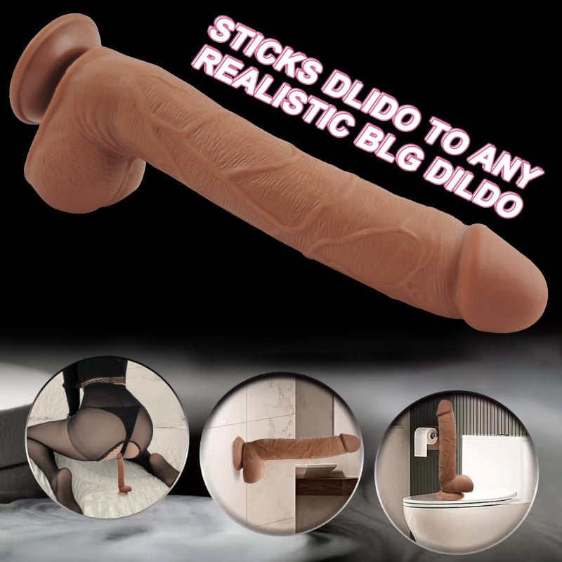 Hareketli Kayar Deri Çift Katmanlı Kıkırdaklı Realistik Dildo Ultra Yumuşak Siyahi Gerçekçi Yapay Penis 28x4.8 CM