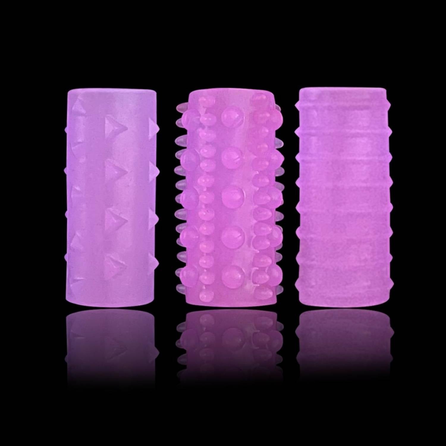 Convex Stimulus - Tırtıklı 3 Farklı Silikon Penis Kılıfı Set 4 CM