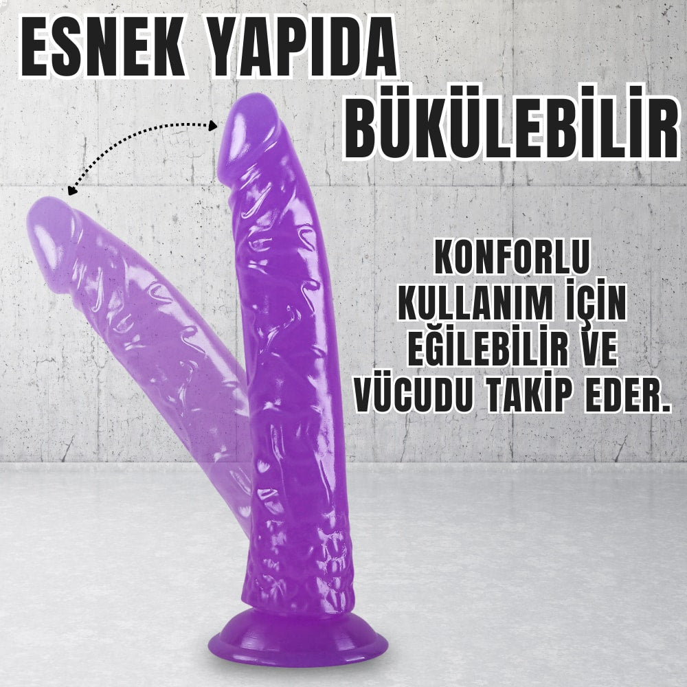 Güçlü Vantuzlu Damarlı Testissiz Realistik Dildo Anal Vajina Kullanım Gerçekçi Yapay Penis 21x3.5 CM