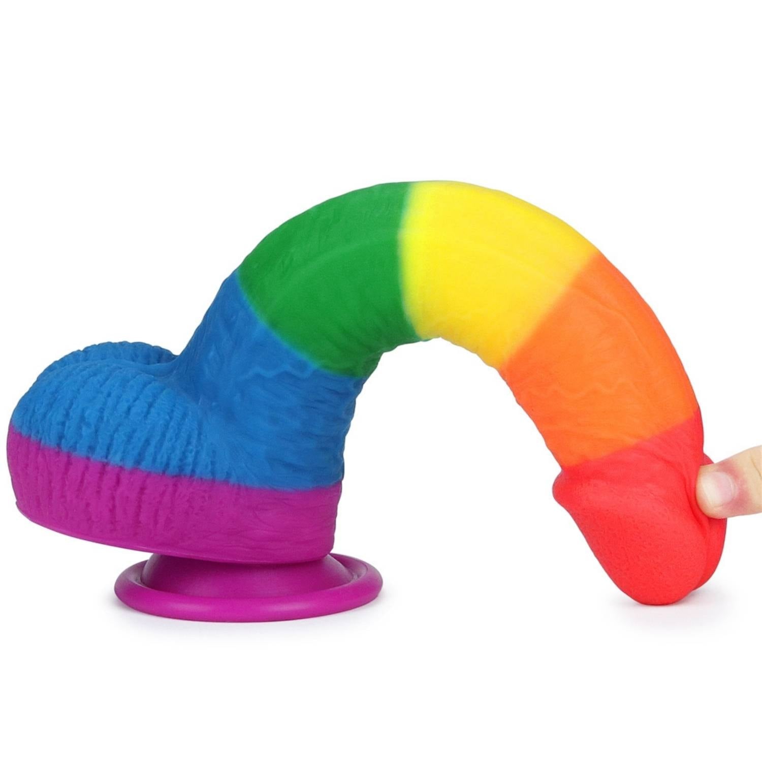 Onur Bayrağı Renkli Ultra Yumuşak Doku Silikon Gerçekçi Yapay Penis Realistik Dildo 22.5x4 CM