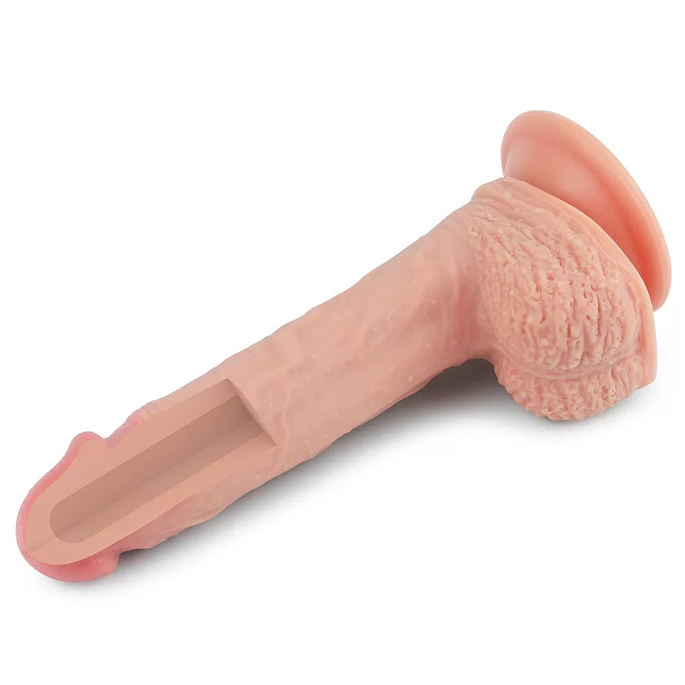 Çift Katmanlı Yumuşak Doku Realistik Dildo Silikon Gerçekçi Yapay Penis 22x3.8 CM