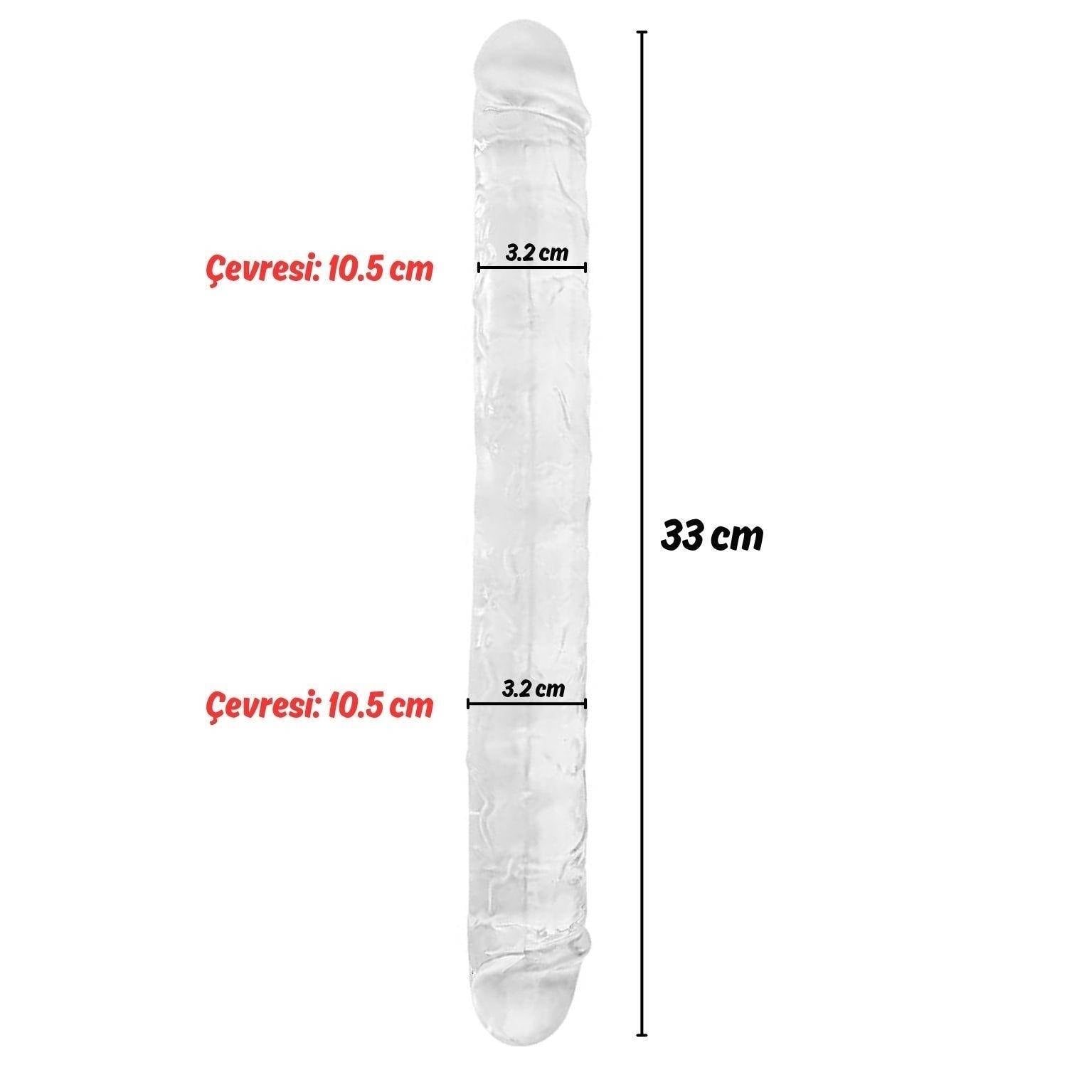 Ultra Soft Realistic Double Ended Clear Dildo Yumuşak Doku Gerçekçi Çift Taraflı Realistik Şeffaf Yapay Penis 33 CM