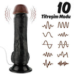 Ricky - Kumandalı Vantuzlu Güçlü Titreşimli Gerçekçi Zenci Yapay Penis Realistik Dokuda Dildo 20 CM