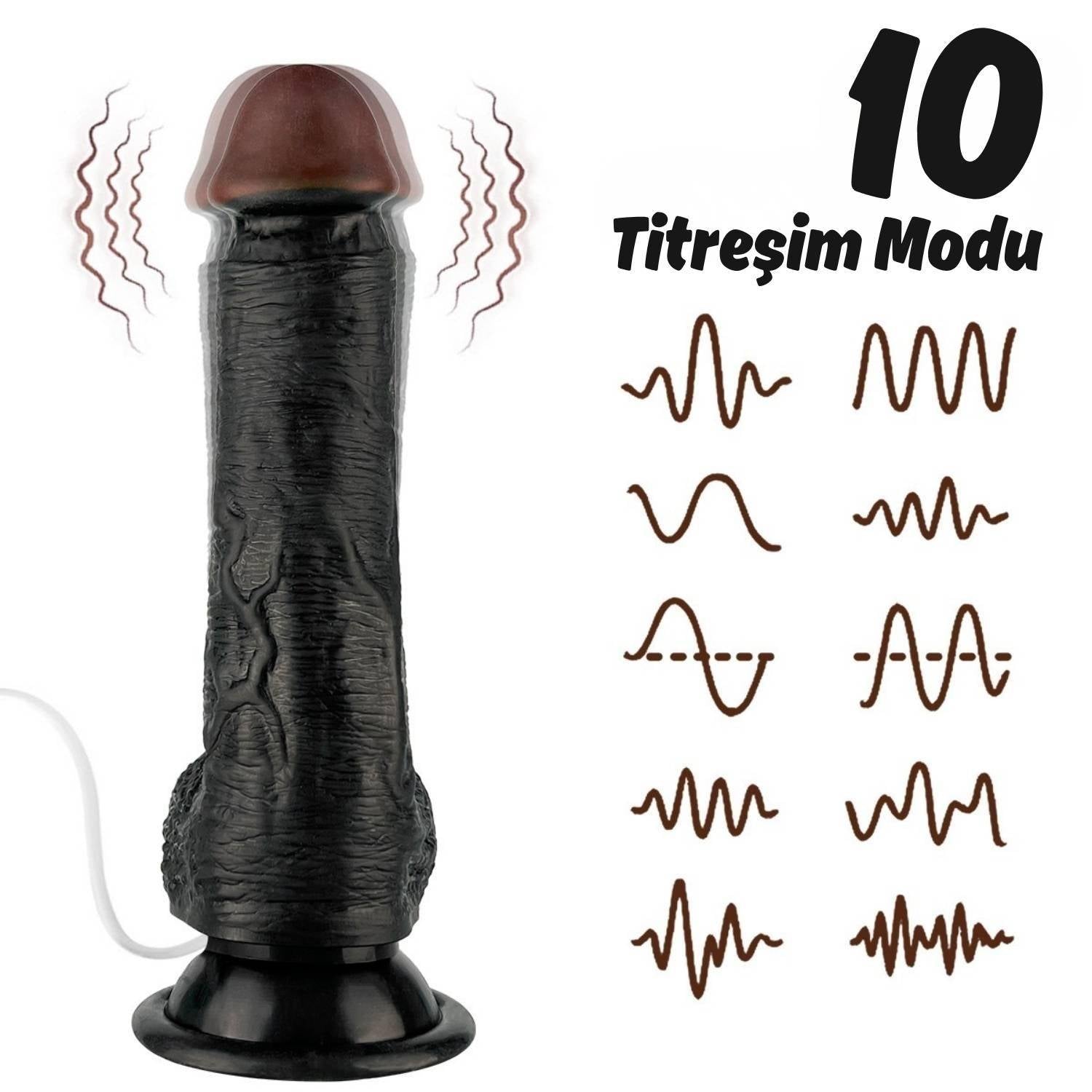Ricky - Kumandalı Vantuzlu Güçlü Titreşimli Gerçekçi Zenci Yapay Penis Realistik Dokuda Dildo 20 CM