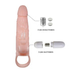 Brave Man - Uzatmalı Klitoris ve G-Spot Uyarıcı Titreşimli 2 in 1 Silikon Penis Kılıfı - Ten Rengi