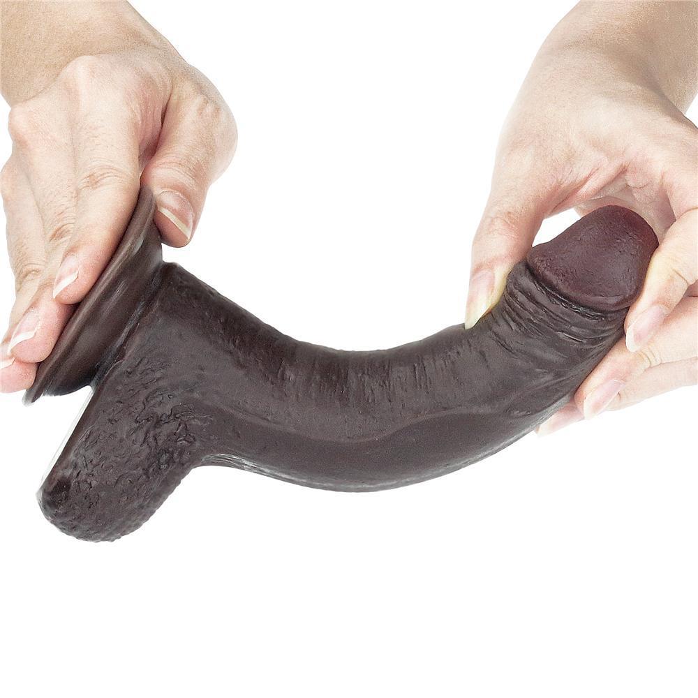 Hareketli Kayar Deri Ultra Yumuşak Doku Çift Katmanlı Kıkırdaklı Realistik Dildo 18x3.5 CM