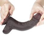 Hareketli Kayar Deri Ultra Yumuşak Doku Çift Katmanlı Kıkırdaklı Realistik Dildo 18x3.5 CM
