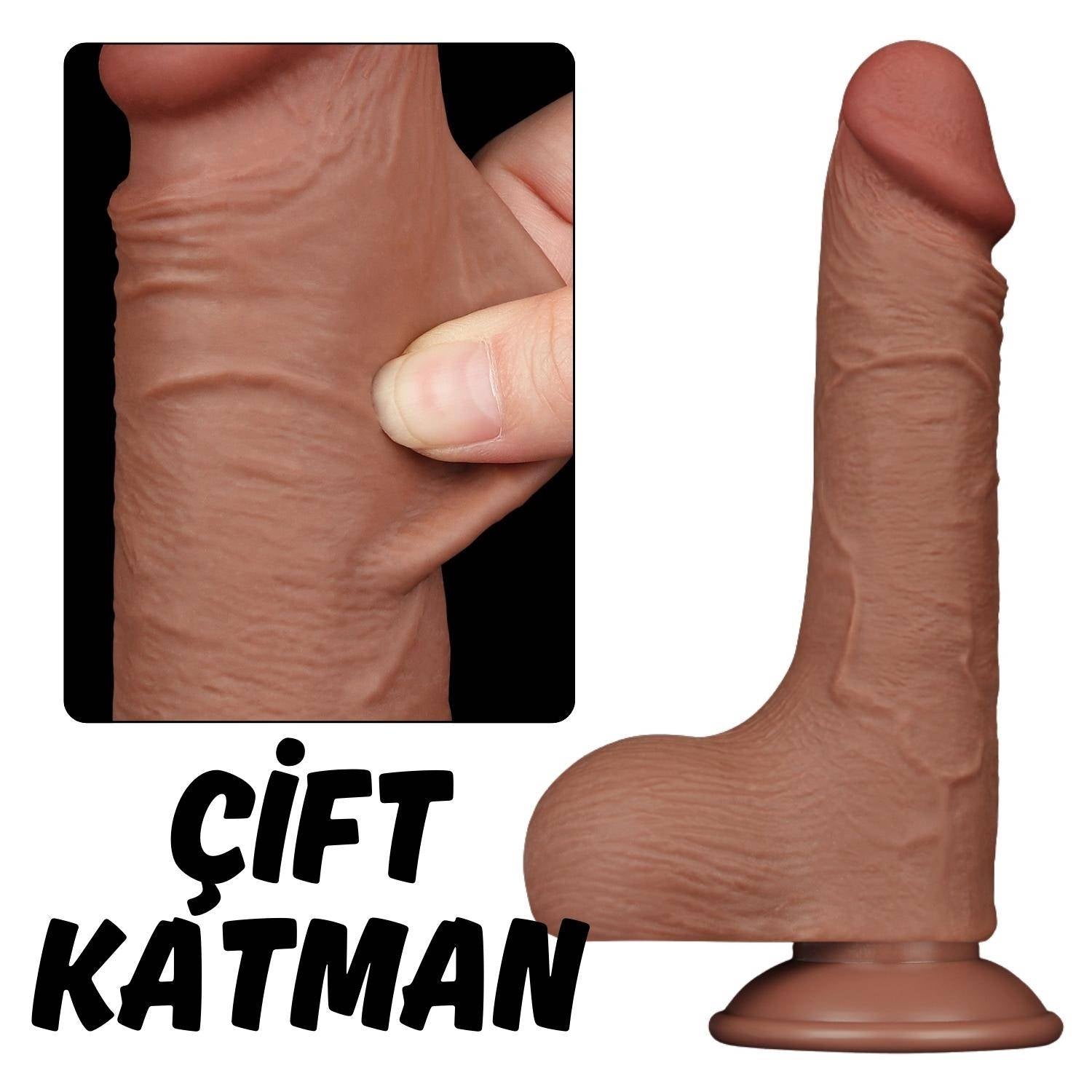 Felix - Hareketli Kayar Deri Çift Katmanlı Realistik Vibratör Dildo Ultra Yumuşak Gerçekçi Titreşimli Zenci Yapay Penis