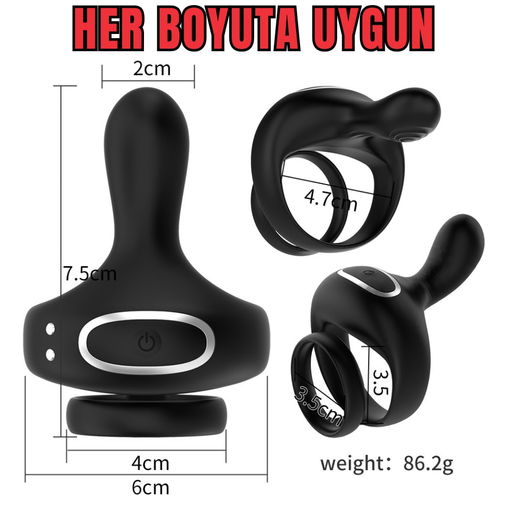 Aurora - Şarjlı Telefon Bluetooth Kontrollü Klitoris Uyarıcı Vibratör Titreşimli Testis ve Penis Yüzüğü